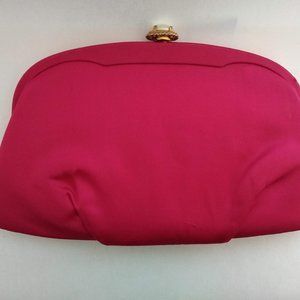 Vintage Pink magenta clutch purse evening bag H1-USA circa 1950's /1960's